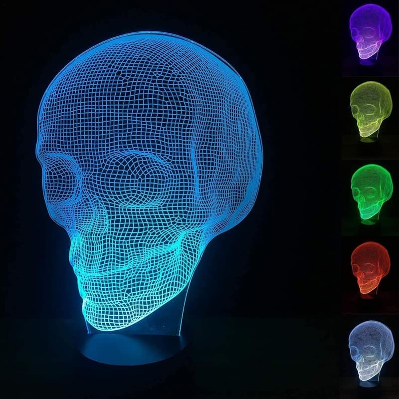 Halloween 3D Skull Lamp with Remote Control, 16 Colors