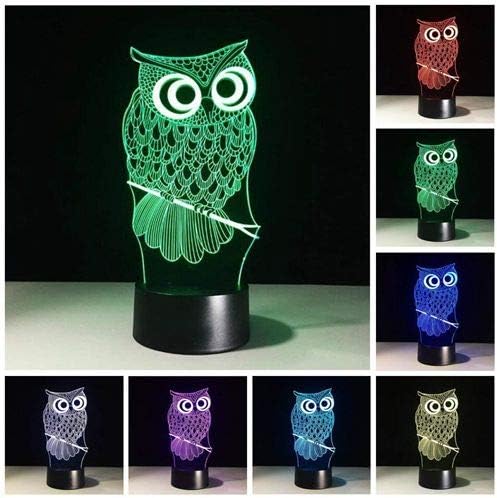Owl 3D Illusion Night Light – Color Changing USB Lamp for Kids