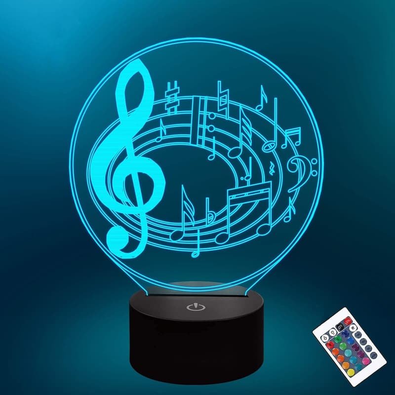3D Music Note LED Night Light - 16 Color Remote Décor Gift