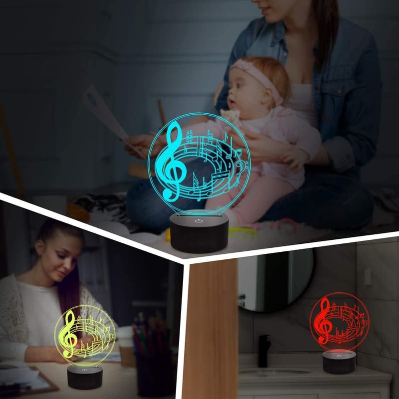 3D Music Note LED Night Light - 16 Color Remote Décor Gift