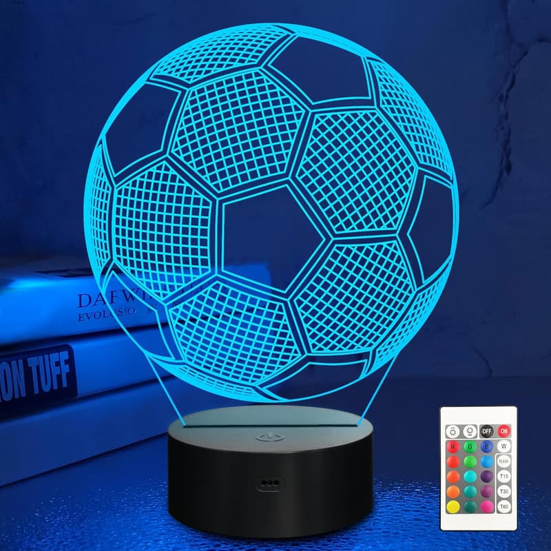 3D Soccer Night Light - Color-Changing Table Lamp for Kids