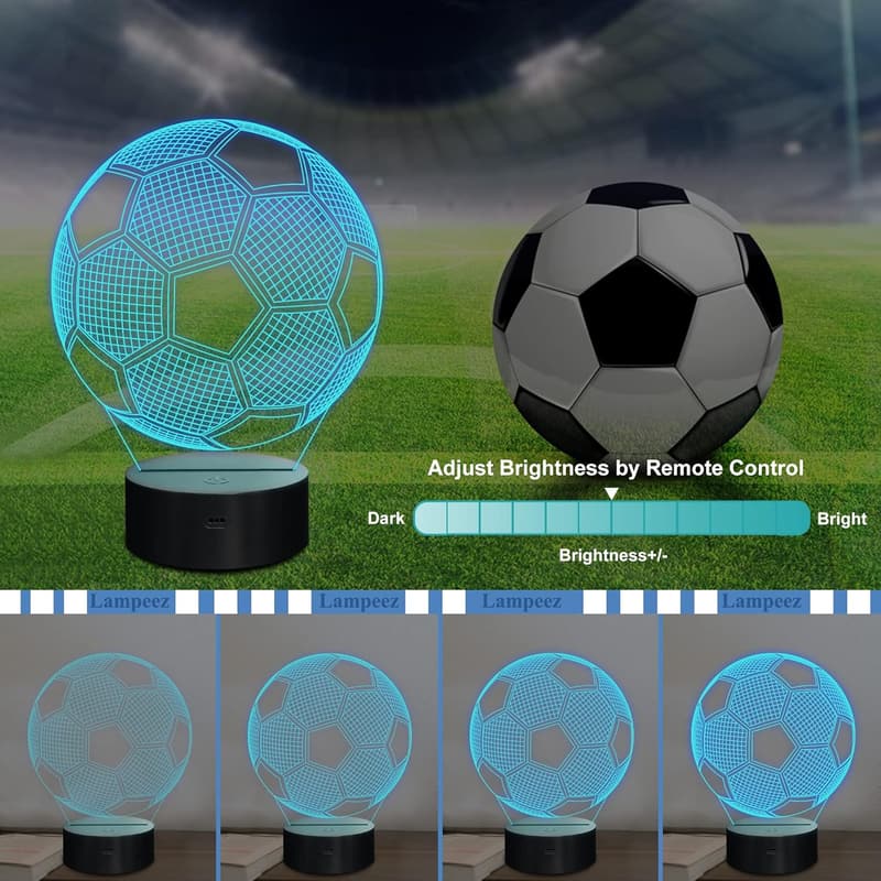 3D Soccer Night Light - Color-Changing Table Lamp for Kids