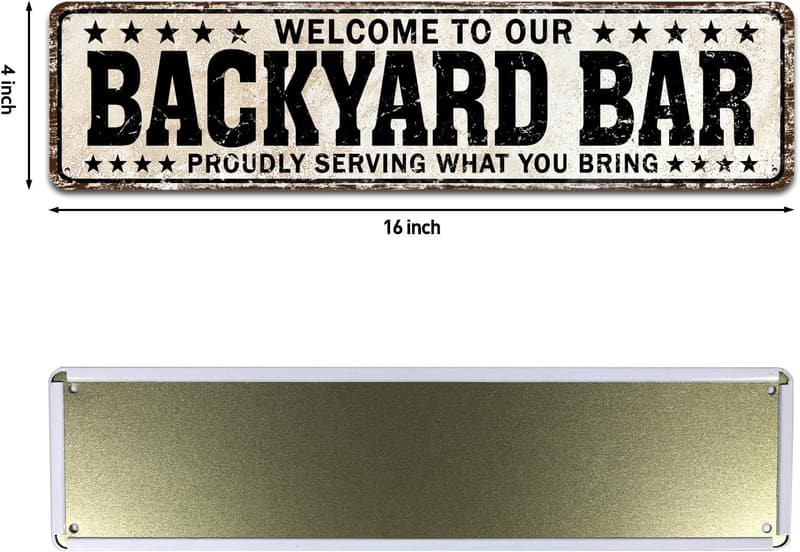 Welcome to Our Backyard Bar Sign - Outdoor Pool Decor, 4