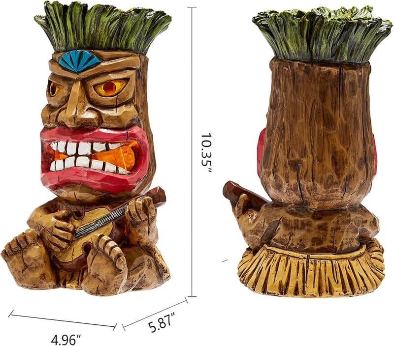 Waterproof Solar Tiki Garden Statue - 10.35 Inch Outdoor Decor