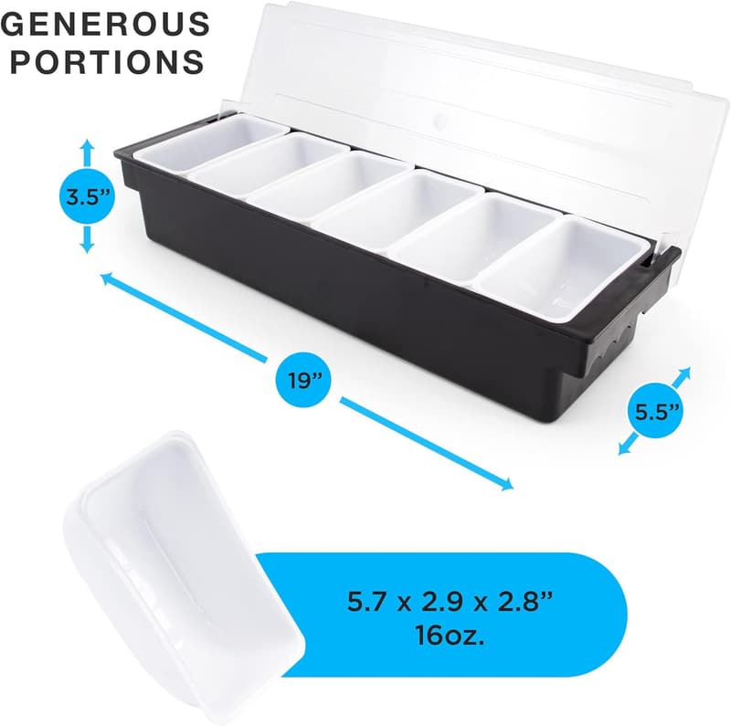 Condiment Dispenser Station with Lid for Taco & Salad Bars