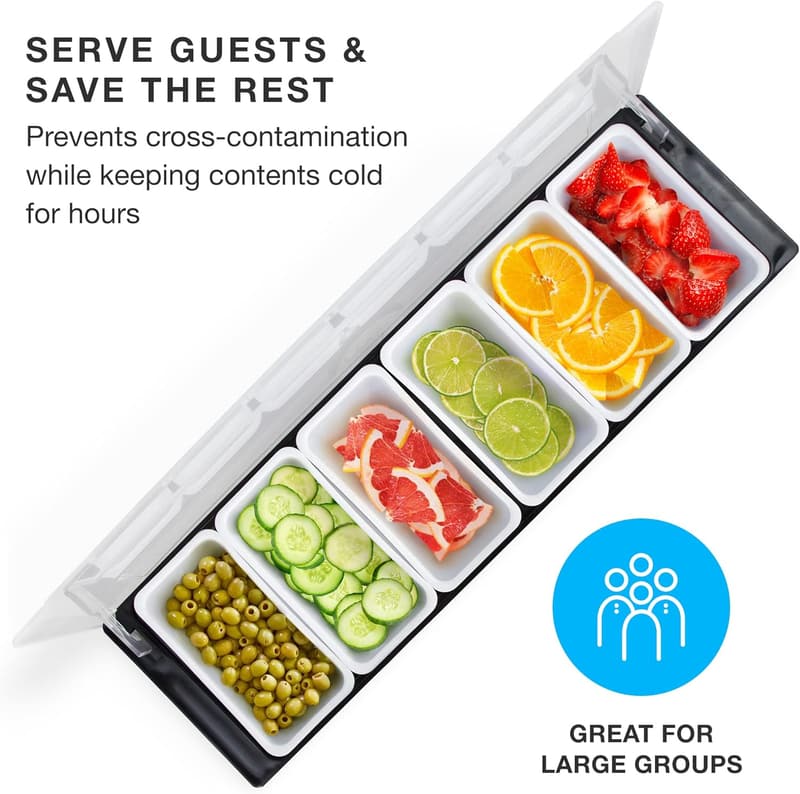 Condiment Dispenser Station with Lid for Taco & Salad Bars