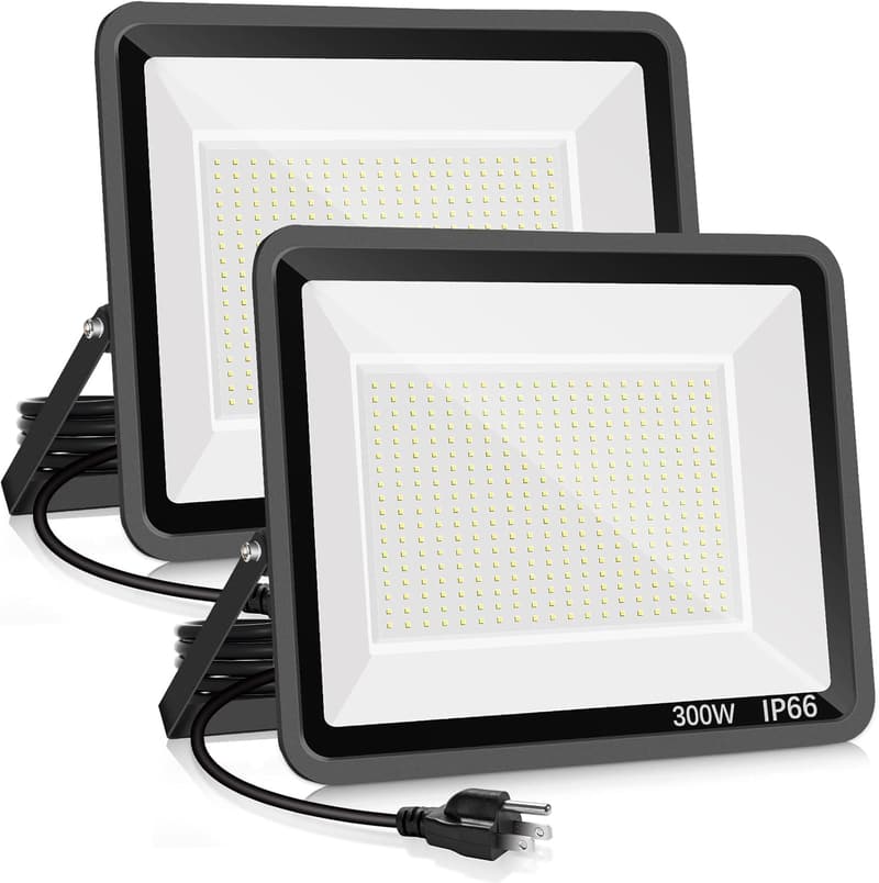 300W LED Flood Light - 2 Pack, 43500LM, IP66 Waterproof