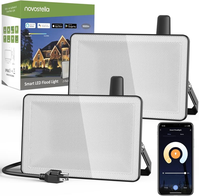 100W Smart LED Flood Lights - 2 Pack, IP66 Waterproof