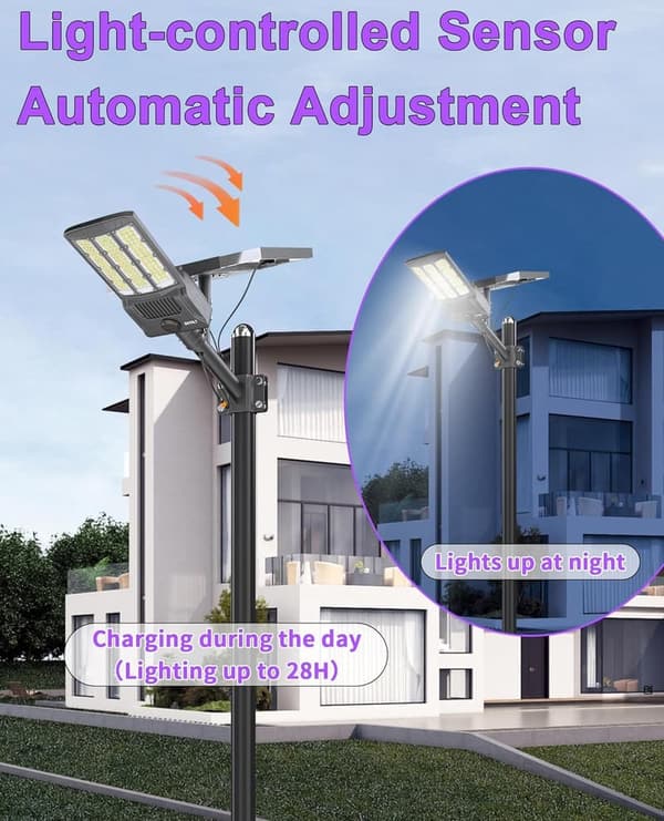 Solar-Powered Motion Sensor Street Light for Outdoors