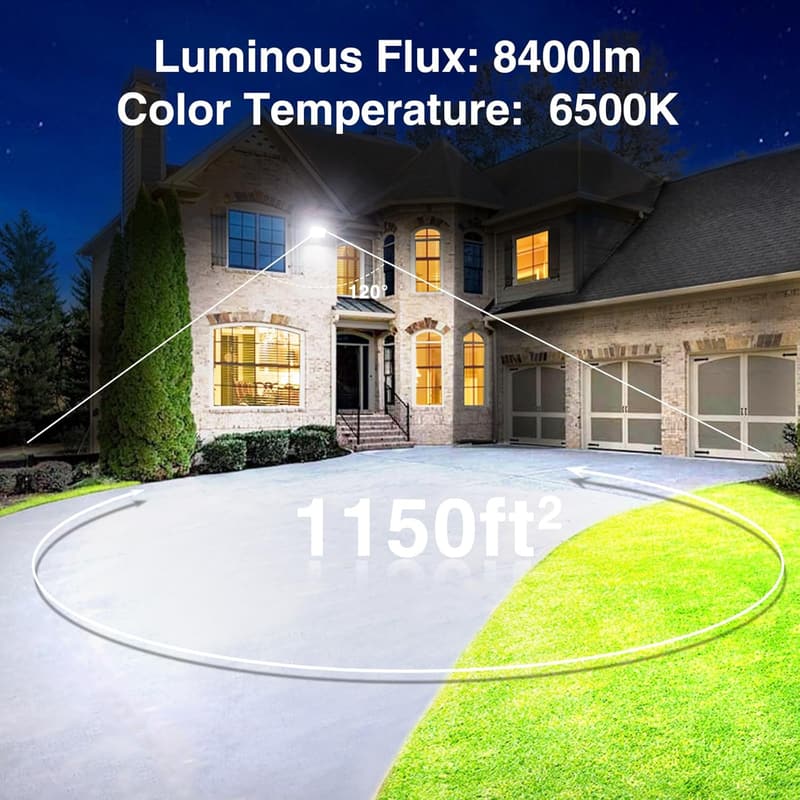 60W LED Flood Lights, 8400lm Daylight White, IP66 Waterproof - 2 Pack