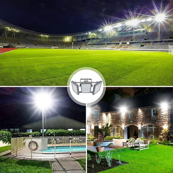150W LED Flood Light - 13500lm, 3 Adjustable Heads, IP66 Waterproof