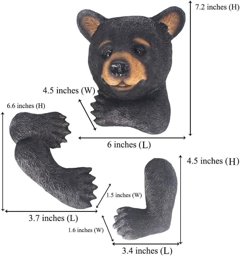 Bear Tree Peeker Sculpture - Outdoor Garden Decor