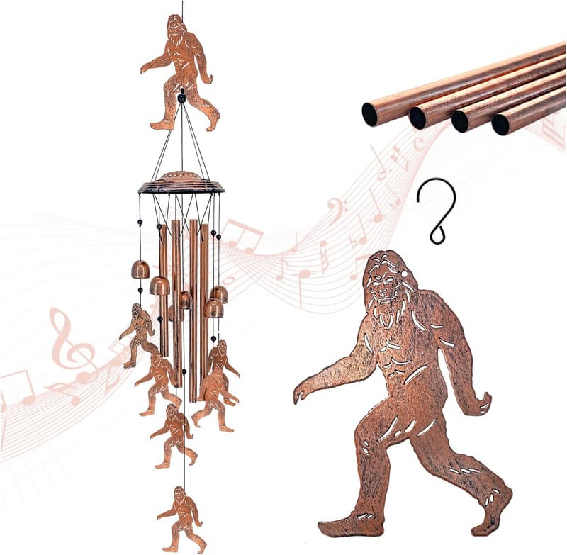 Bigfoot Wind Chimes - Metal Outdoor Decor Gift for Men