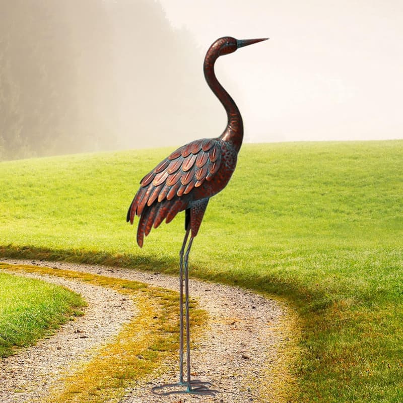 Large Metal Crane Statue for Outdoor Garden Decoration