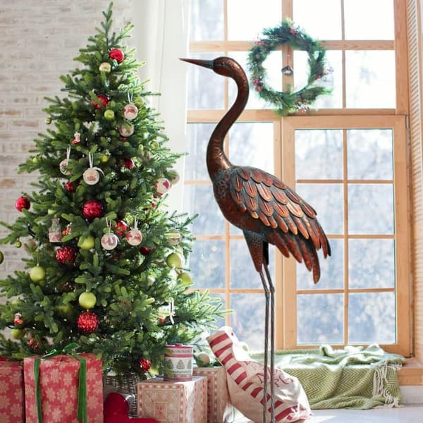 Large Metal Crane Statue for Outdoor Garden Decoration