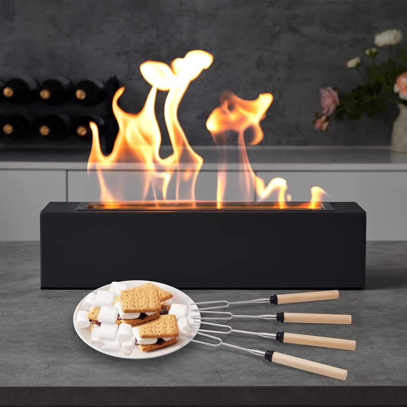 Tabletop Fire Pit with 4 Roasting Sticks - Indoor/Outdoor Decor