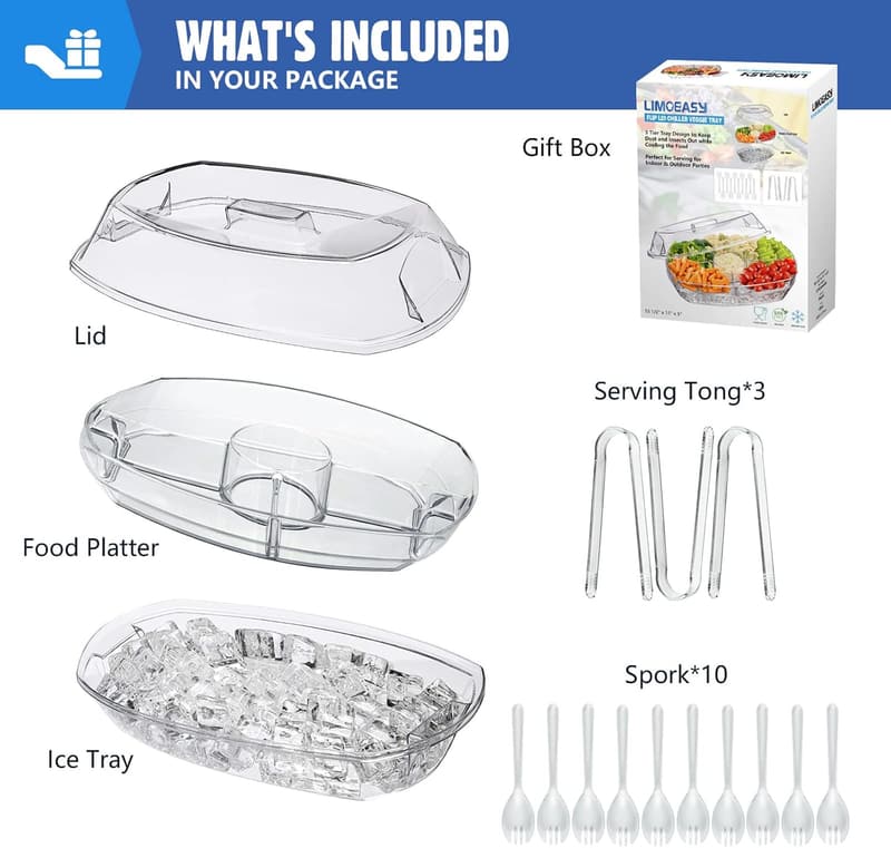 15-Inch Chilled Veggie Tray with Lid and 4 Compartments