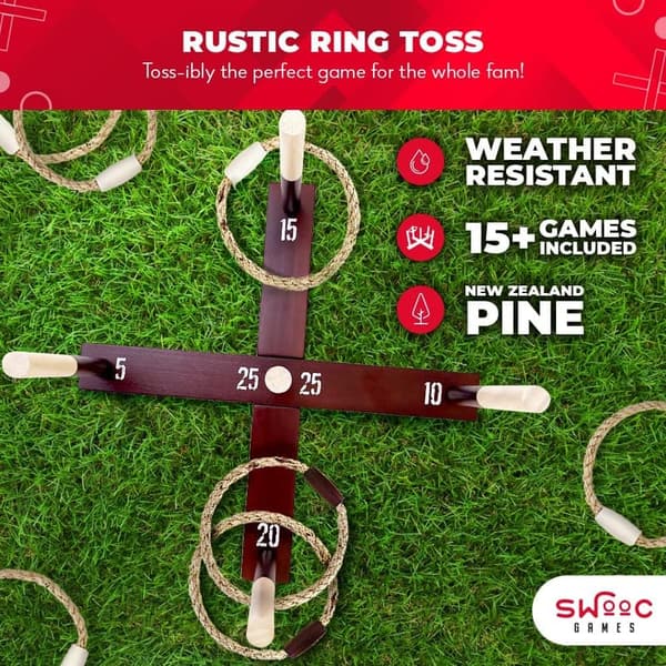 Rustic Ring Toss Game - All-Weather Fun for Adults & Kids