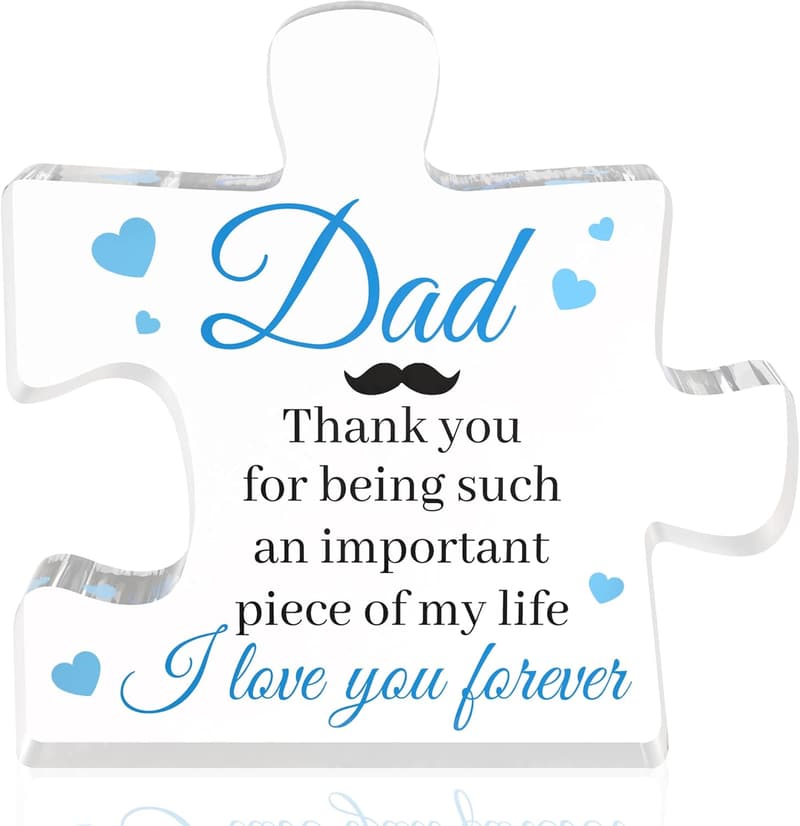 Personalized Acrylic Block Puzzle Piece Plaque for Dad