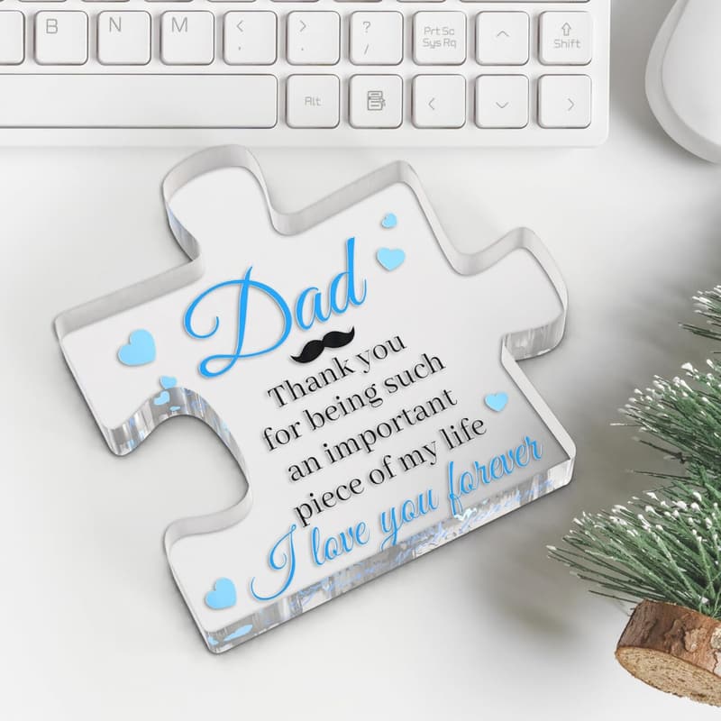 Personalized Acrylic Block Puzzle Piece Plaque for Dad