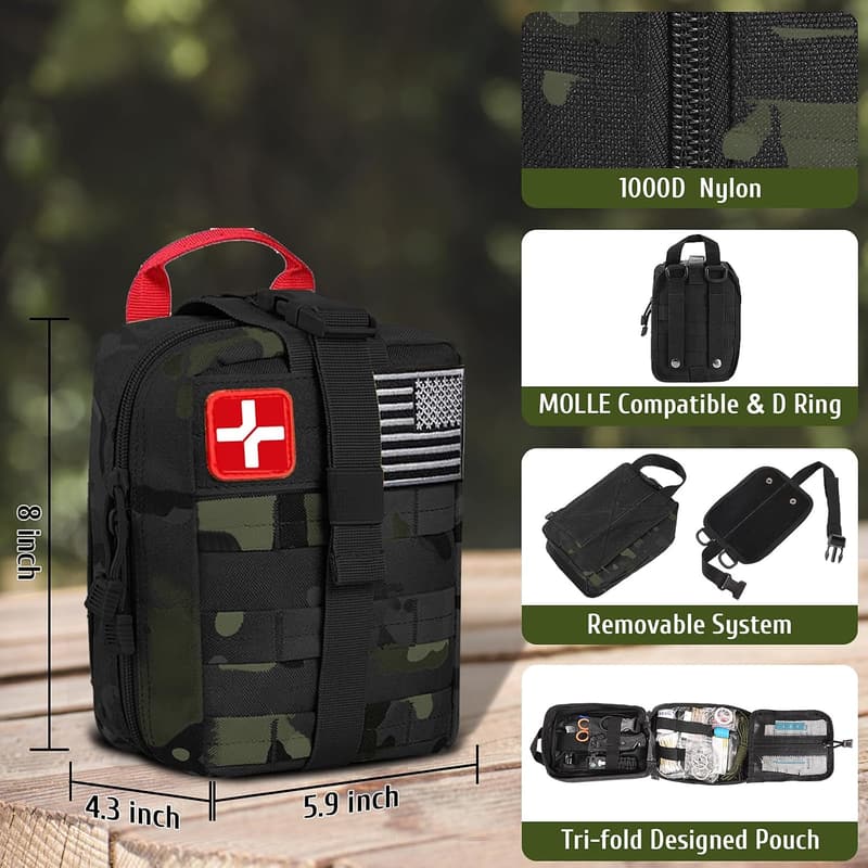 Emergency First Aid Kit - 170 PCS for Hiking & Camping