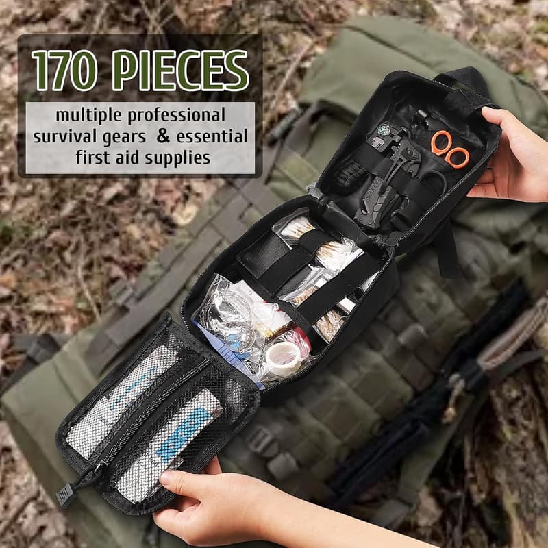 Emergency First Aid Kit - 170 PCS for Hiking & Camping