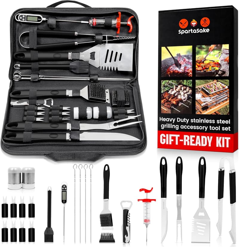 Stainless Steel BBQ Grill Tool Set for Dad - 24-Piece Accessories