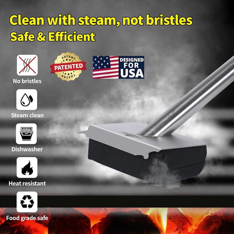 BBQ Grill Brush with Replaceable Scraper - Ultra Safe Cleaner