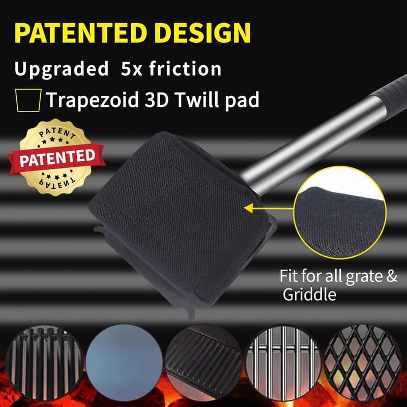 BBQ Grill Brush with Replaceable Scraper - Ultra Safe Cleaner
