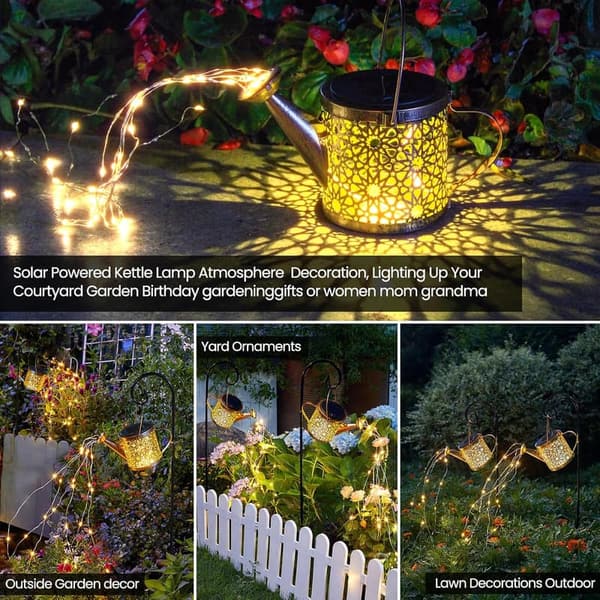 Metal Solar Watering Can Lights for Outdoor Garden Decor