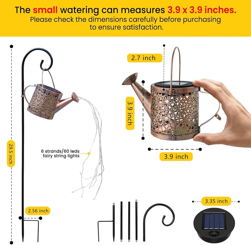 Metal Solar Watering Can Lights for Outdoor Garden Decor