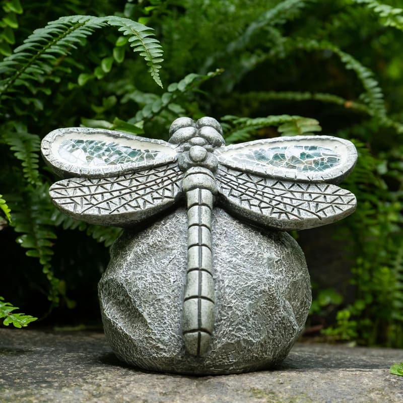 Solar Dragonfly Outdoor Statue – Resin Yard Decor Gift