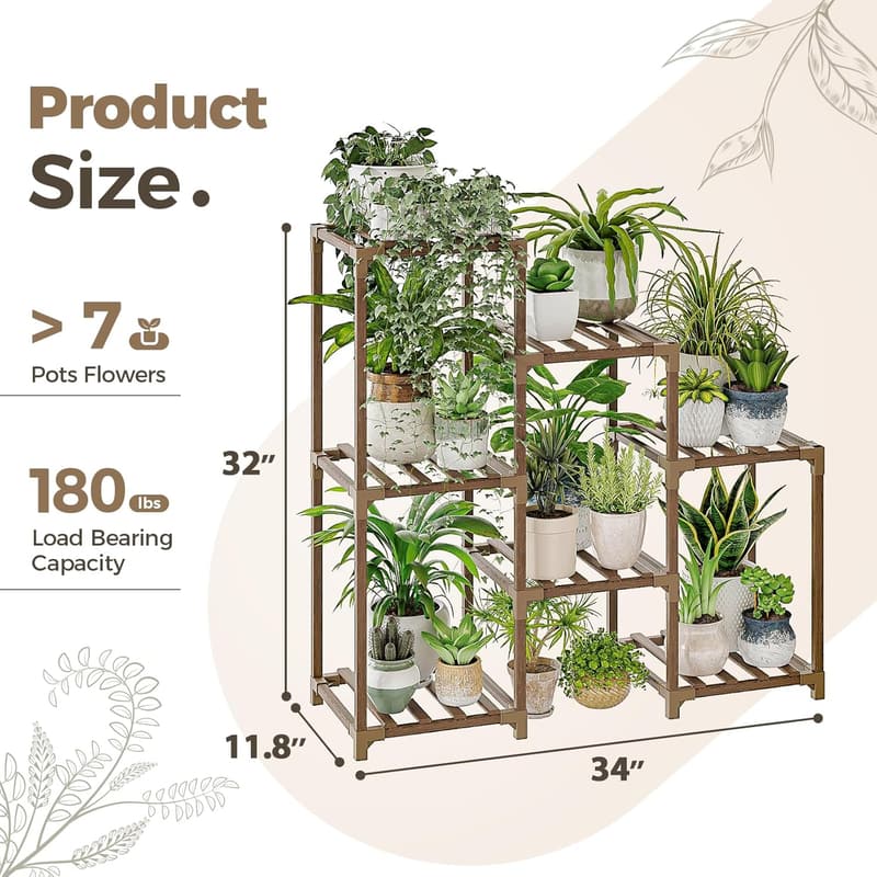 3-Tier Wooden Plant Stand for Indoor & Outdoor Decor