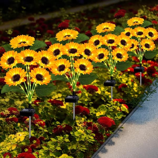 Solar Flower Lights - 4 Pack Outdoor Decor for Mom's Birthday