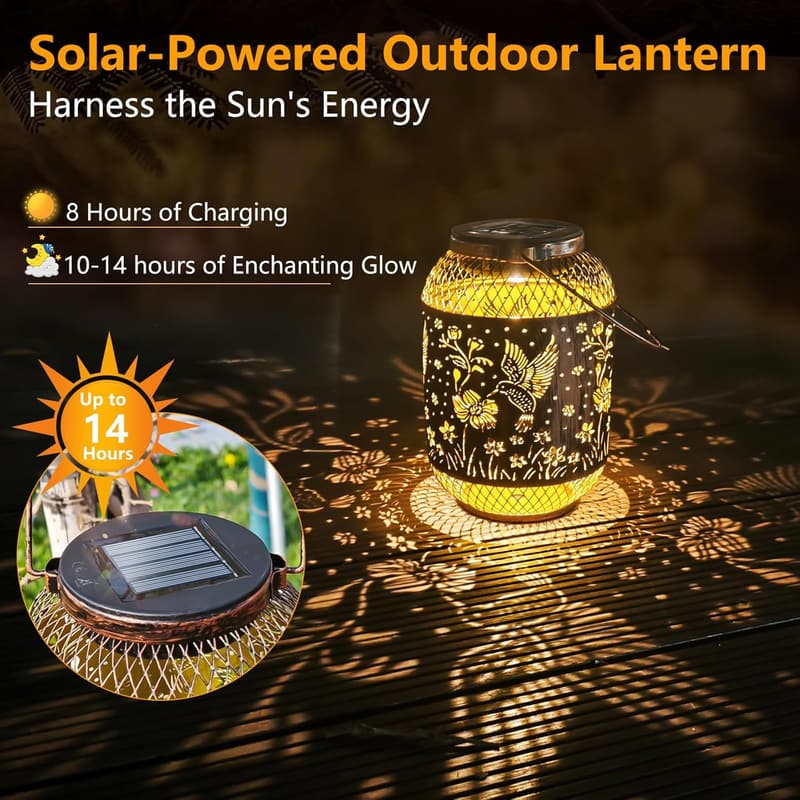 Hummingbird Solar Lantern – Outdoor Waterproof Garden Decor