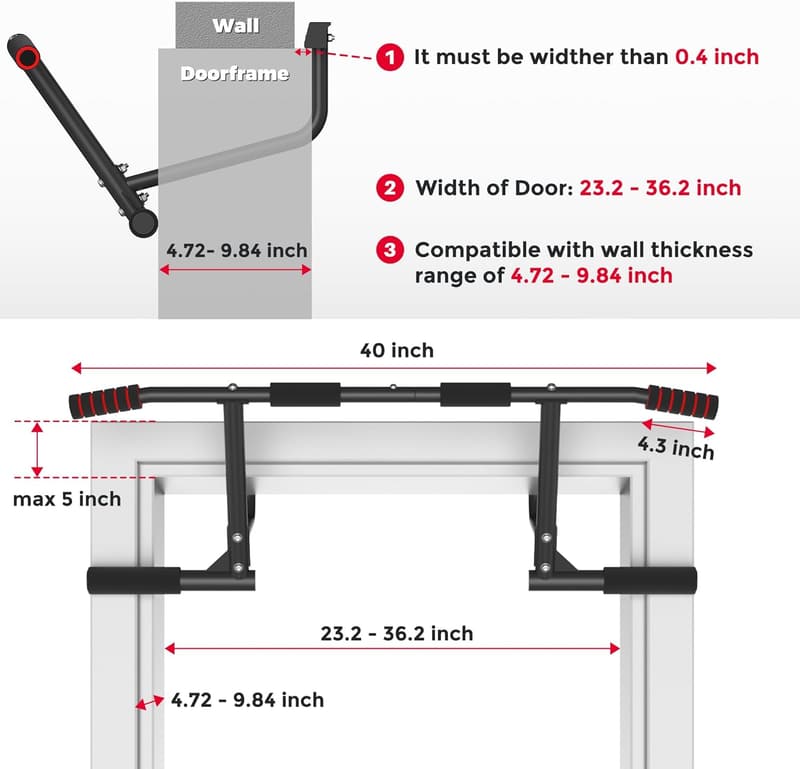 Heavy-Duty Doorway Pull-Up Bar - Multi-Grip Home Gym Fitness