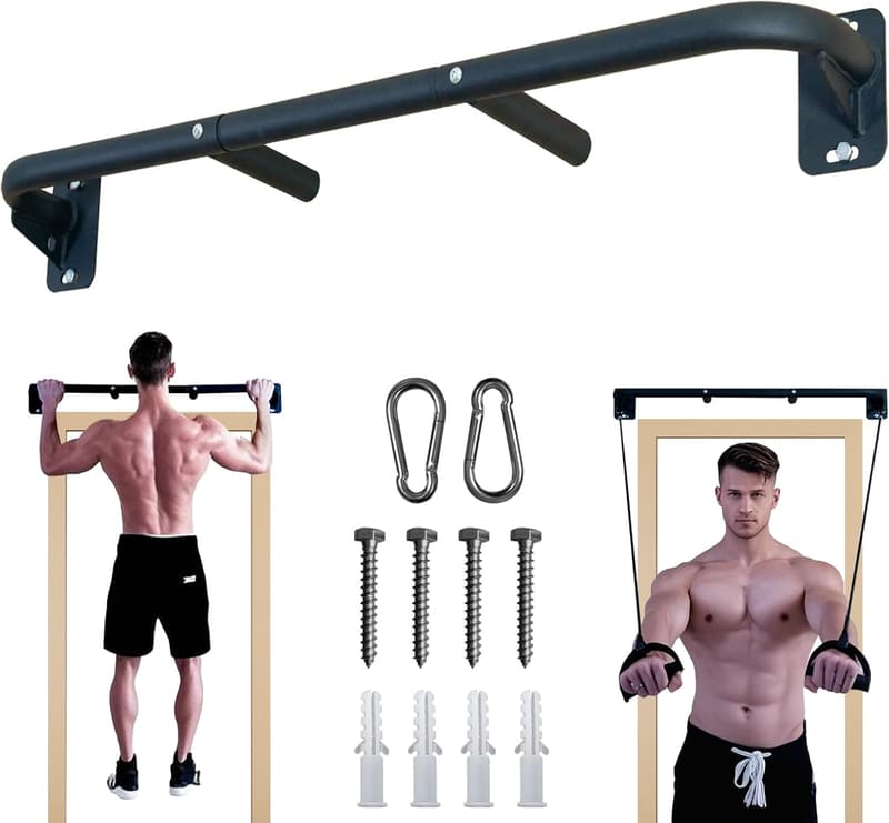 Heavy-Duty Steel Wall-Mount Pull-Up Bar for Home Gym