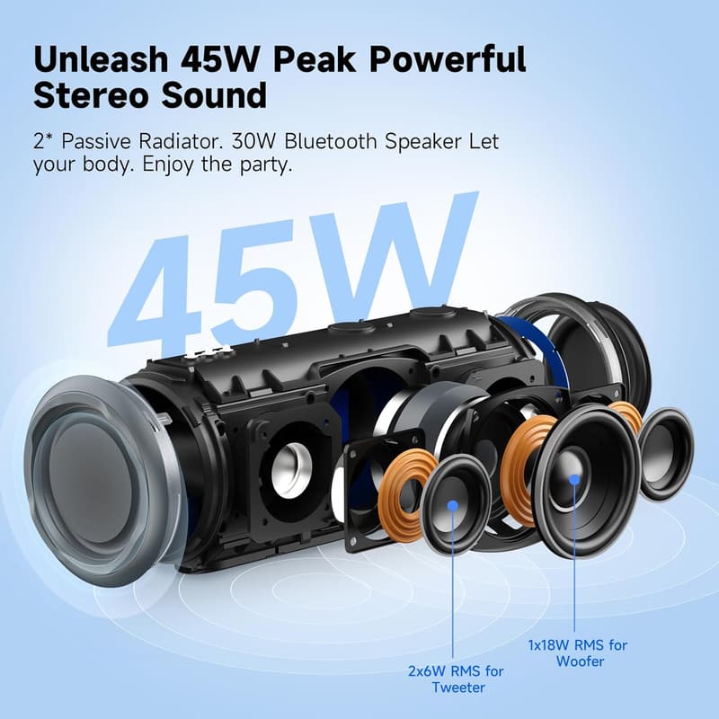 30W Waterproof Bluetooth Speaker for Beach & Outdoor Parties