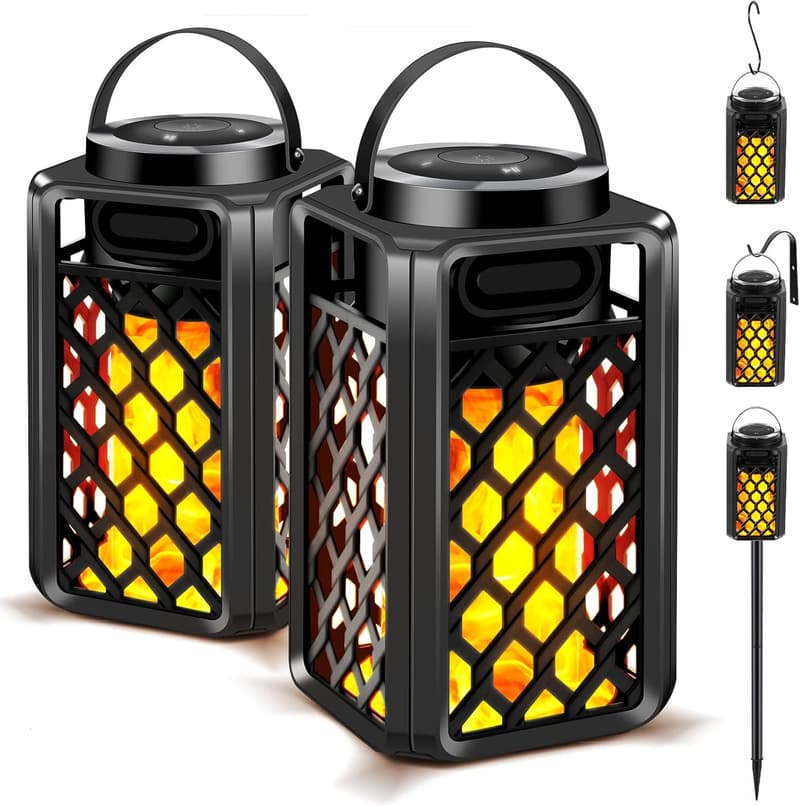 Portable Waterproof Bluetooth Speakers with LED Flame - 2 Pack