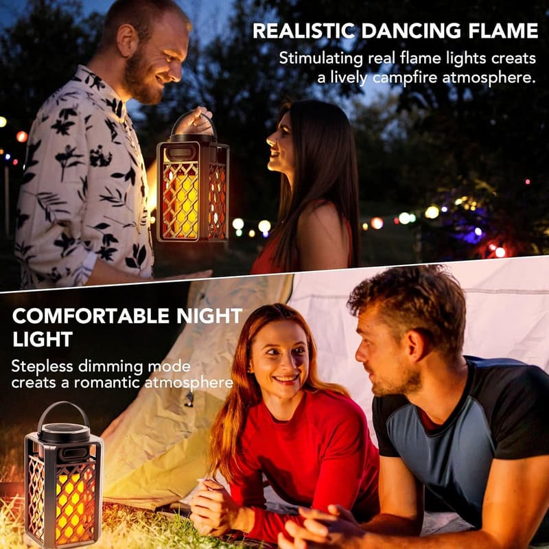 Portable Waterproof Bluetooth Speakers with LED Flame - 2 Pack