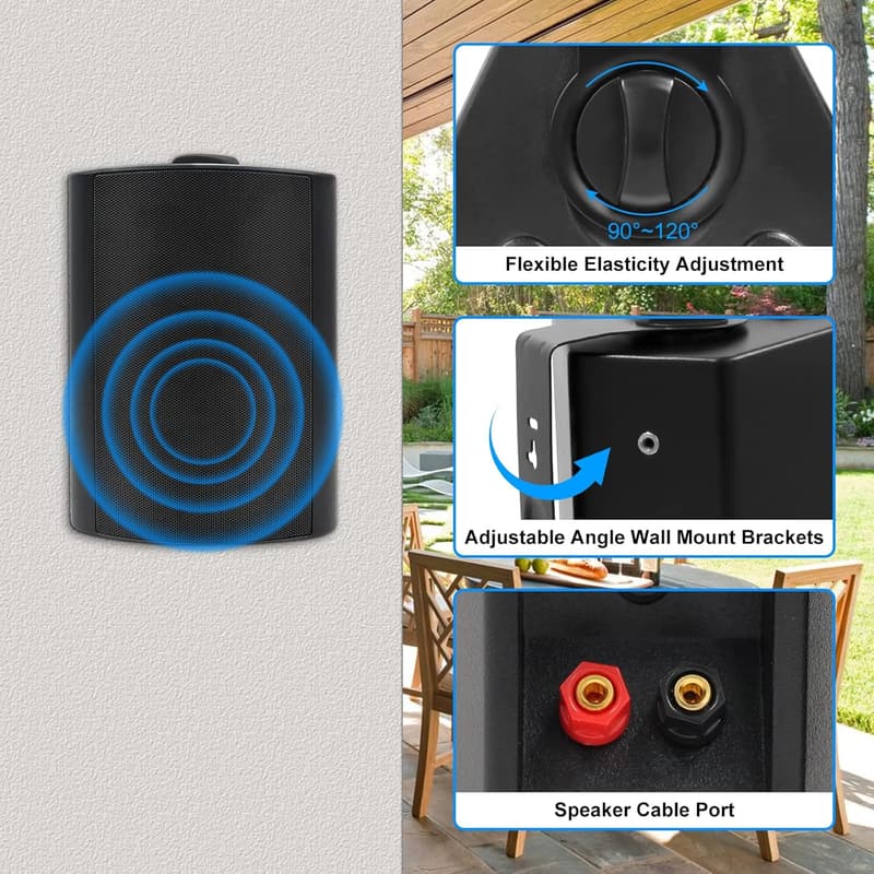 Waterproof 600W Wall-Mount Speakers for Patio & Garden (2 Pairs)