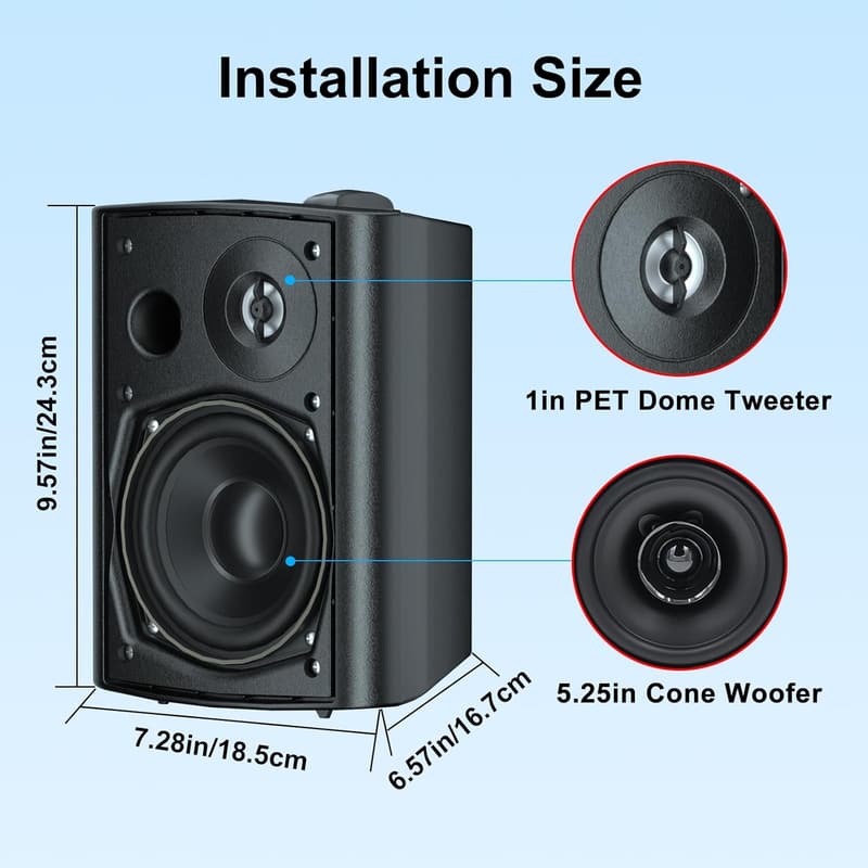 Waterproof 600W Wall-Mount Speakers for Patio & Garden (2 Pairs)