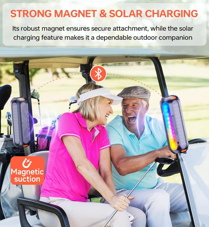 Portable Solar Bluetooth Golf Speaker with 30H Playtime
