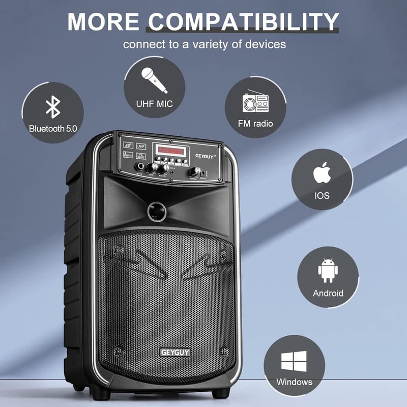 Portable Bluetooth PA Speaker System with Microphone - Perfect for Parties