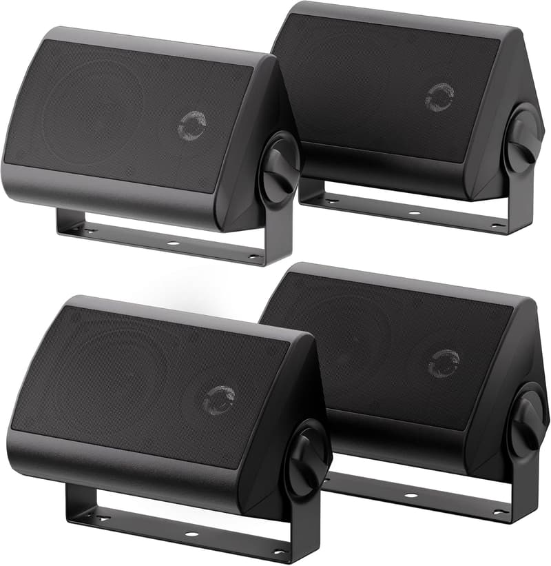 Outdoor Waterproof Wall-Mounted Speakers – 400W, 2 Pairs, Black