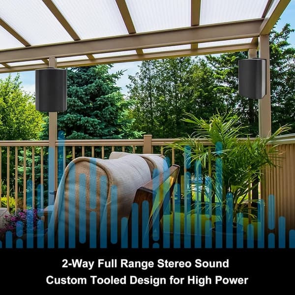 Outdoor Waterproof Wall-Mounted Speakers – 400W, 2 Pairs, Black