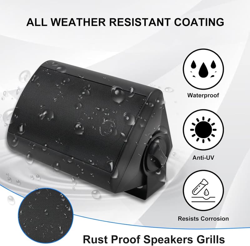 Outdoor Waterproof Wall-Mounted Speakers – 400W, 2 Pairs, Black