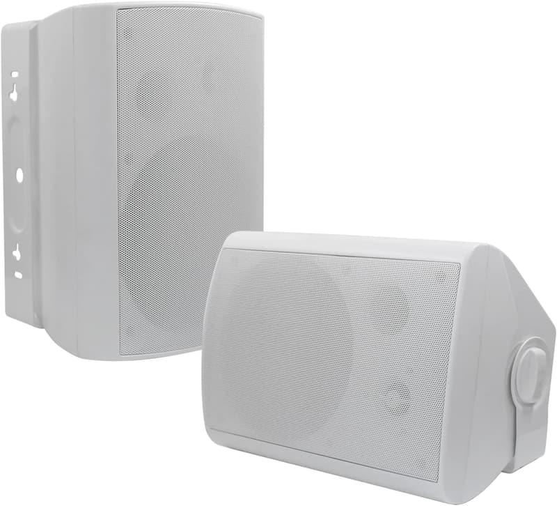 Outdoor Waterproof Wall-Mount Speakers with Powerful Bass (Pair)