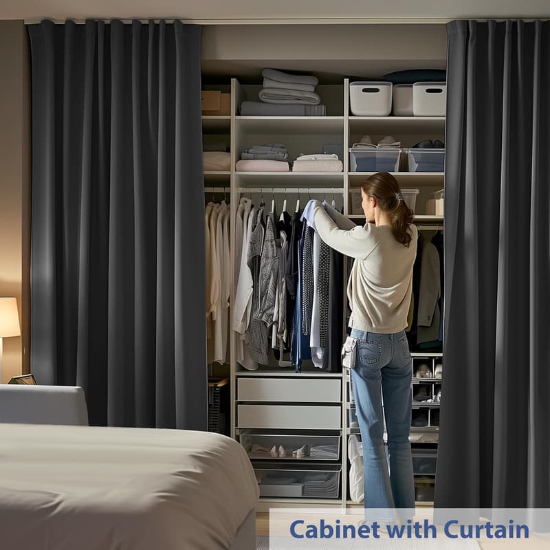Ceiling-Mounted Room Divider - Extra Wide Blackout Curtain Set