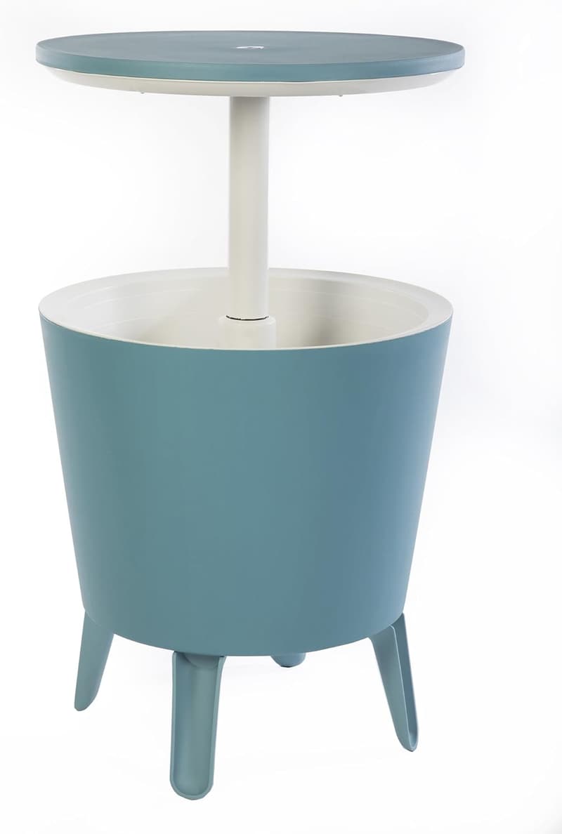 Teal Modern Cool Bar Patio Side Table with 7.5-Gallon Cooler